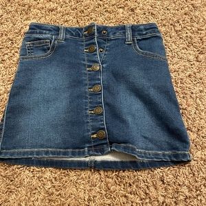 Denim kids skirt: Very stretchy and soft. Kind of short if you’re short.
